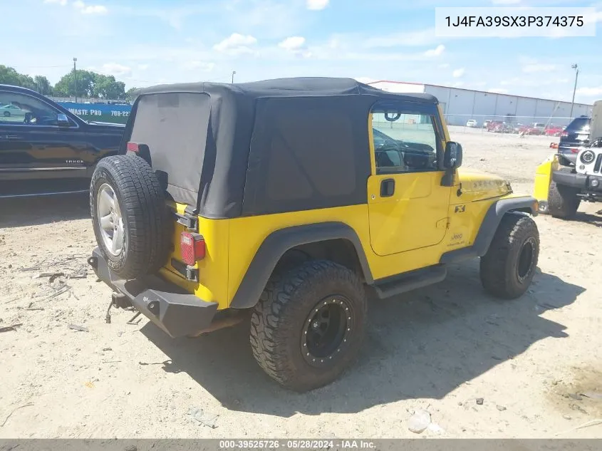 2003 Jeep Wrangler X VIN: 1J4FA39SX3P374375 Lot: 39525726