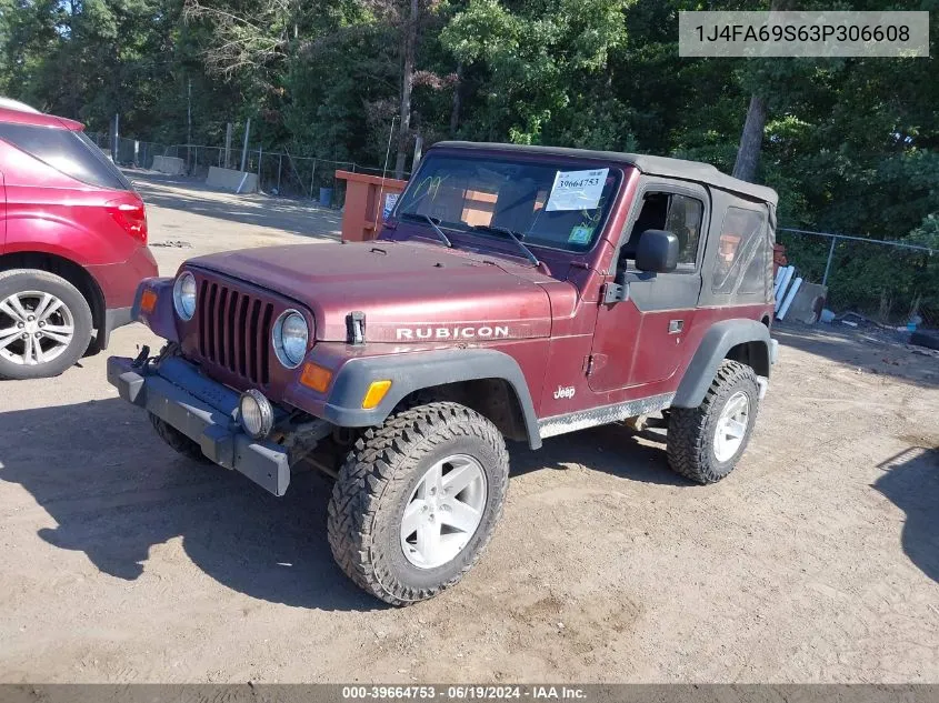 2003 Jeep Wrangler Rubicon VIN: 1J4FA69S63P306608 Lot: 39664753