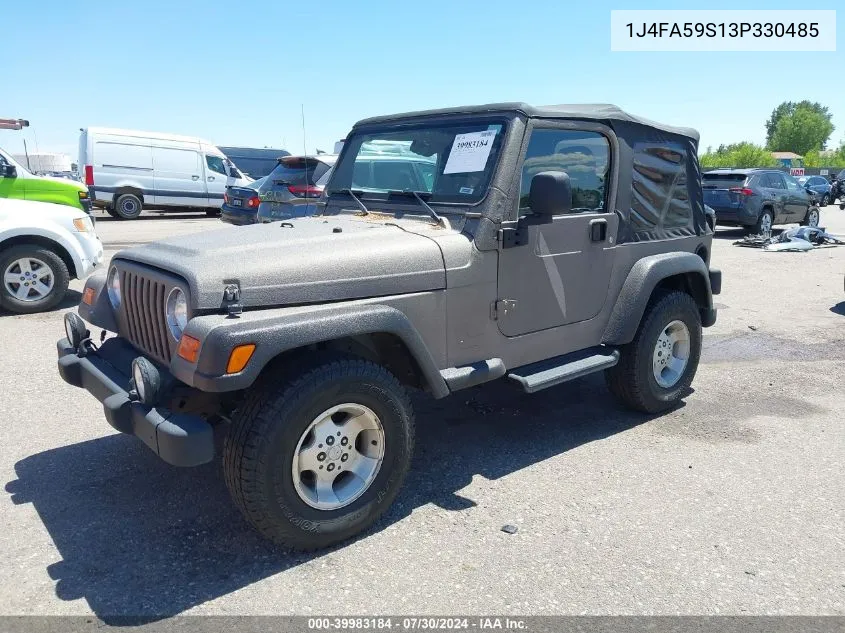 2003 Jeep Wrangler Sahara VIN: 1J4FA59S13P330485 Lot: 39983184