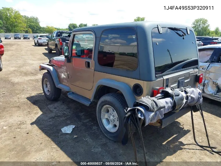 2003 Jeep Wrangler Sport VIN: 1J4FA49S53P320911 Lot: 40059537