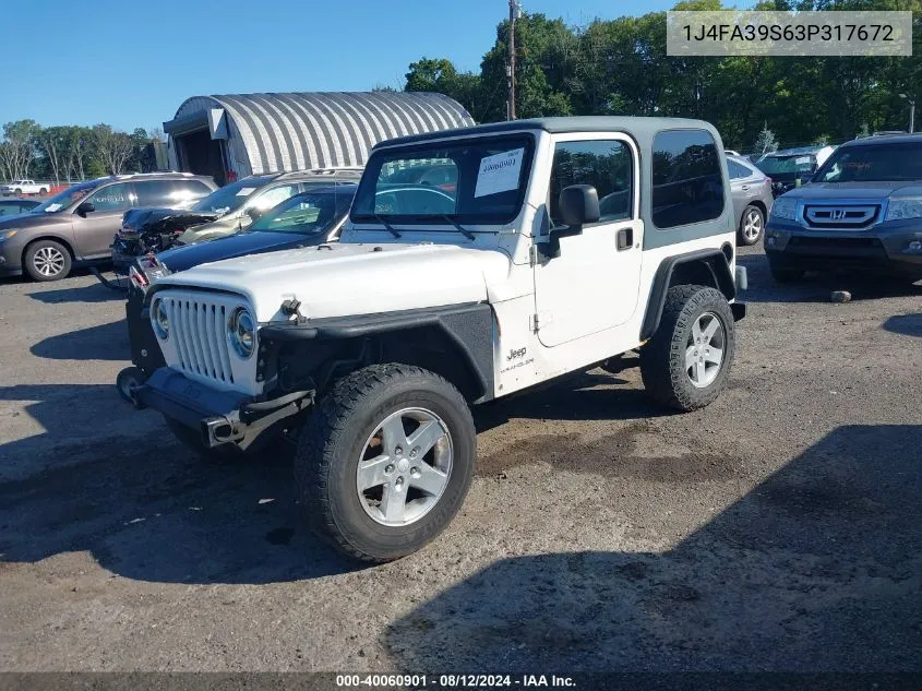 2003 Jeep Wrangler X VIN: 1J4FA39S63P317672 Lot: 40060901