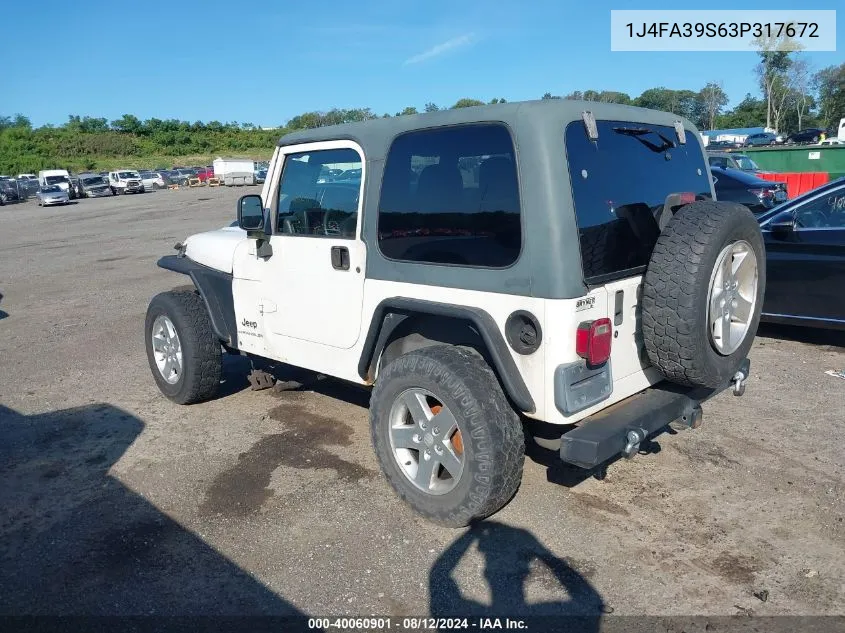 1J4FA39S63P317672 2003 Jeep Wrangler X