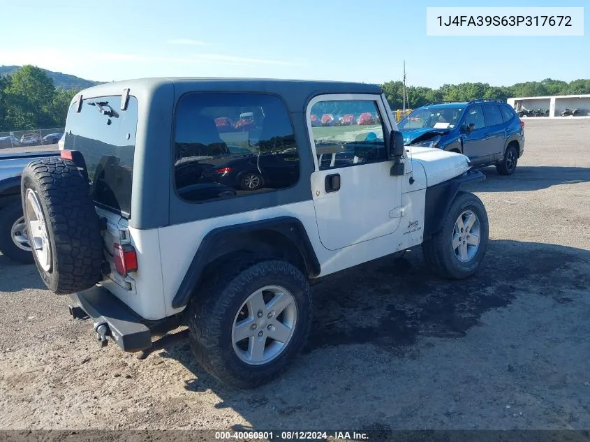 2003 Jeep Wrangler X VIN: 1J4FA39S63P317672 Lot: 40060901