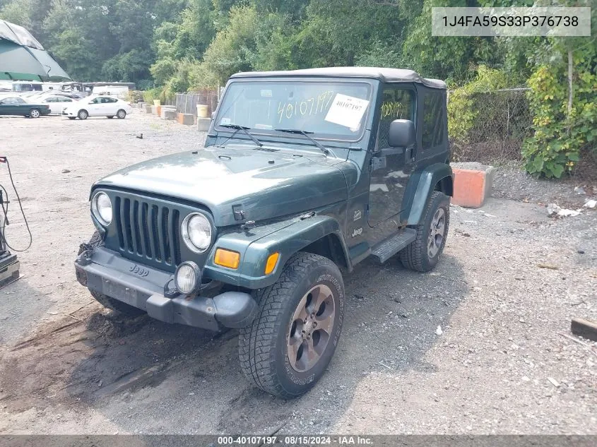 2003 Jeep Wrangler Sahara VIN: 1J4FA59S33P376738 Lot: 40107197