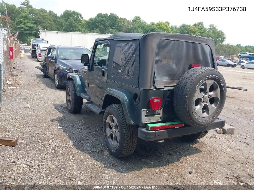 1J4FA59S33P376738 2003 Jeep Wrangler Sahara