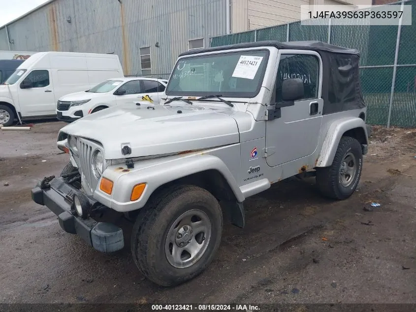 2003 Jeep Wrangler X VIN: 1J4FA39S63P363597 Lot: 40123421