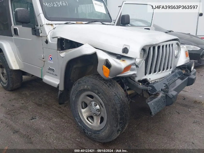 1J4FA39S63P363597 2003 Jeep Wrangler X