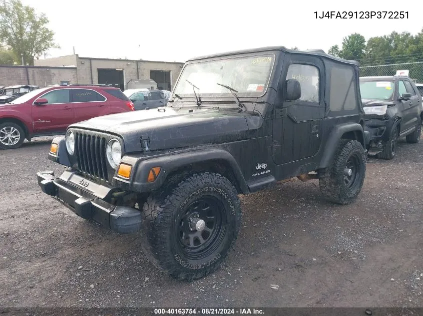 2003 Jeep Wrangler Se VIN: 1J4FA29123P372251 Lot: 40163754