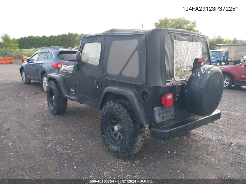 2003 Jeep Wrangler Se VIN: 1J4FA29123P372251 Lot: 40163754