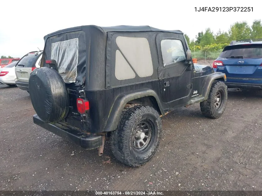 2003 Jeep Wrangler Se VIN: 1J4FA29123P372251 Lot: 40163754