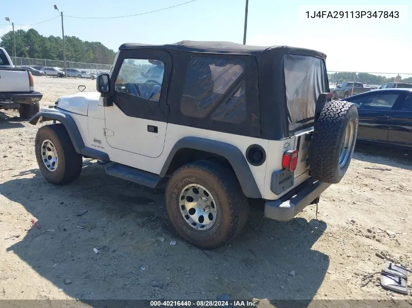 1J4FA29113P347843 2003 Jeep Wrangler Se