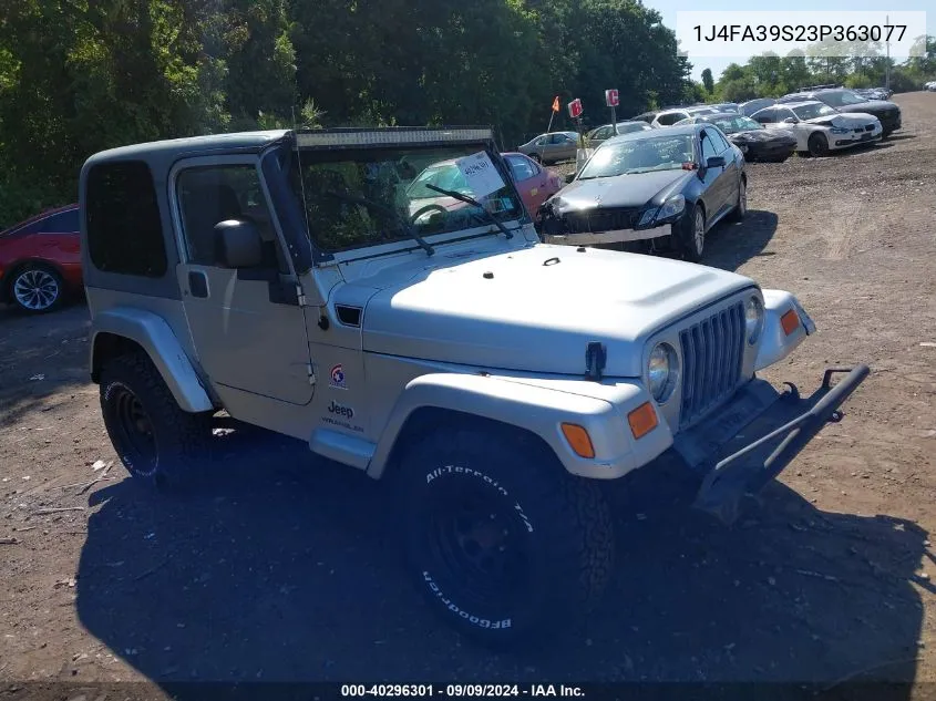 2003 Jeep Wrangler X VIN: 1J4FA39S23P363077 Lot: 40296301