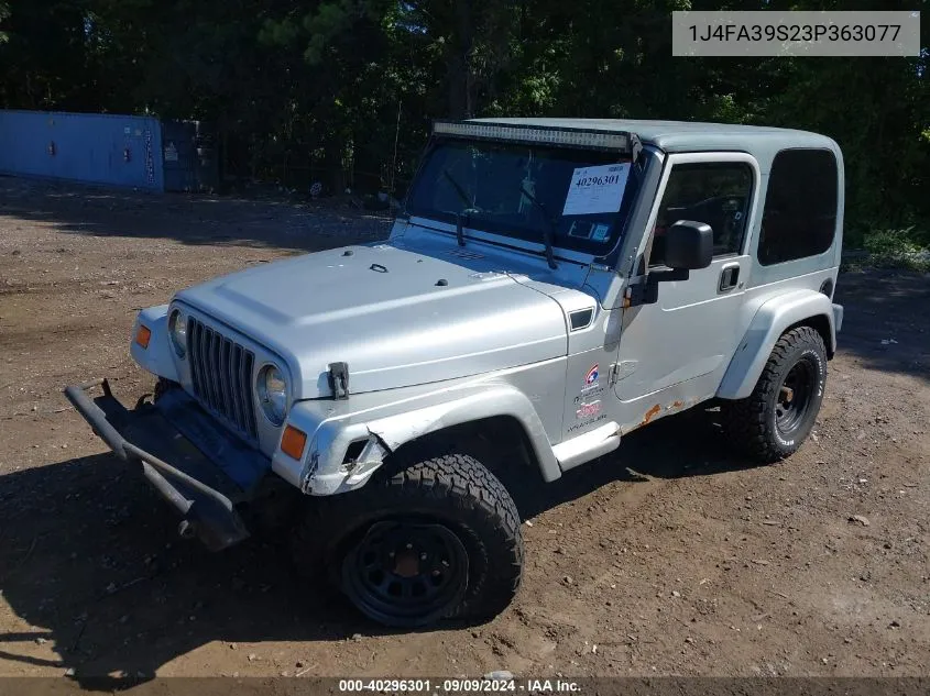 2003 Jeep Wrangler X VIN: 1J4FA39S23P363077 Lot: 40296301