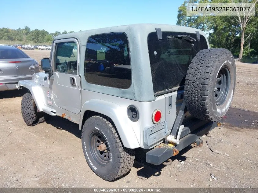 2003 Jeep Wrangler X VIN: 1J4FA39S23P363077 Lot: 40296301