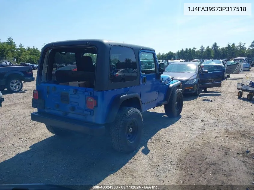 2003 Jeep Wrangler Commando/X VIN: 1J4FA39S73P317518 Lot: 40324930