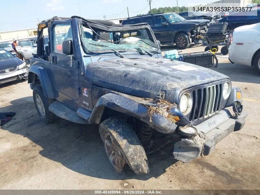 2003 Jeep Wrangler X VIN: 1J4FA39S53P353577 Lot: 40389994