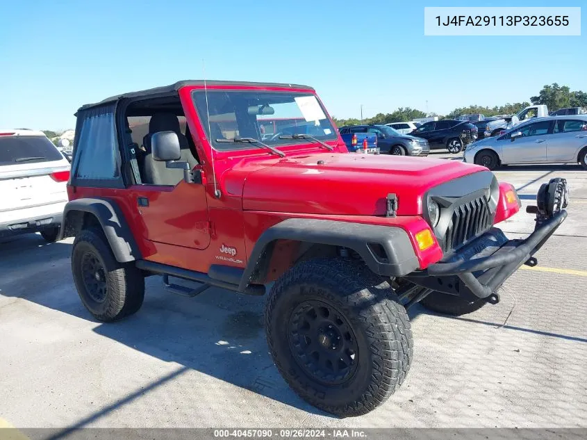 2003 Jeep Wrangler Se VIN: 1J4FA29113P323655 Lot: 40457090