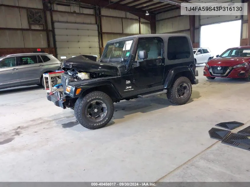 1J4FA59S43P316130 2003 Jeep Wrangler / Tj Sahara