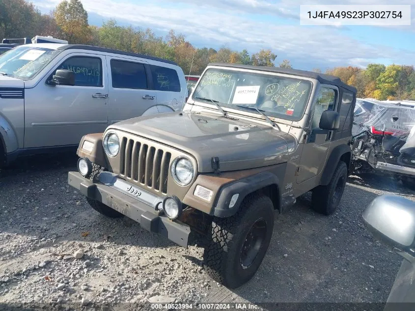 2003 Jeep Wrangler Sport VIN: 1J4FA49S23P302754 Lot: 40523994