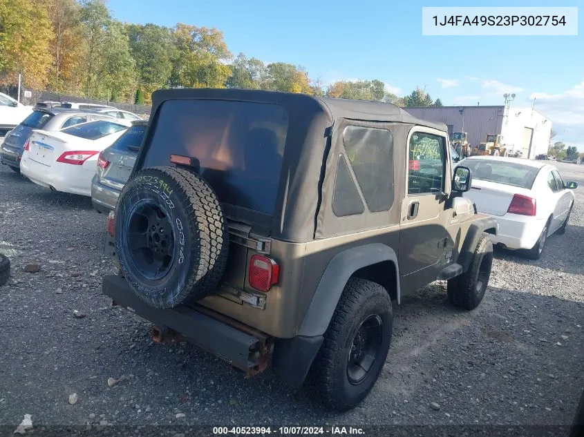 2003 Jeep Wrangler Sport VIN: 1J4FA49S23P302754 Lot: 40523994