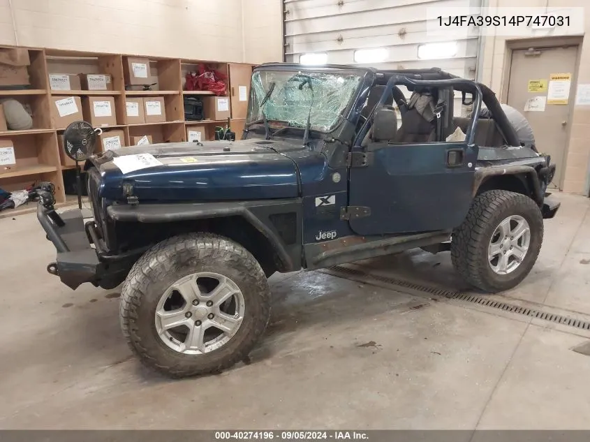 2004 Jeep Wrangler X VIN: 1J4FA39S14P747031 Lot: 40274196