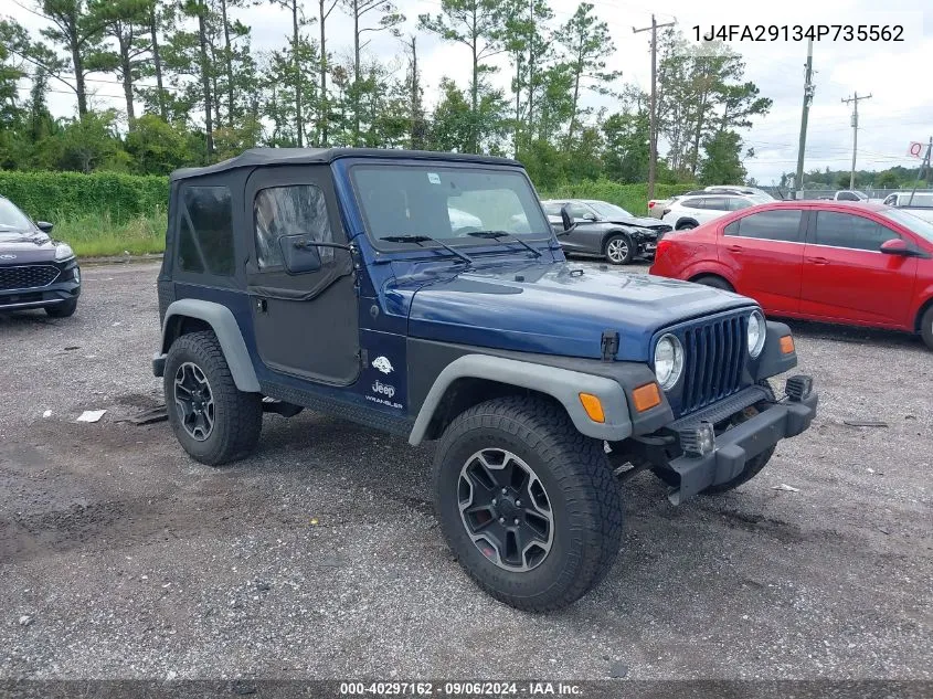 2004 Jeep Wrangler Se VIN: 1J4FA29134P735562 Lot: 40297162