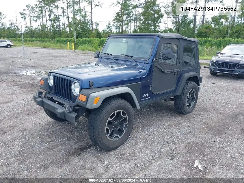 2004 Jeep Wrangler Se VIN: 1J4FA29134P735562 Lot: 40297162