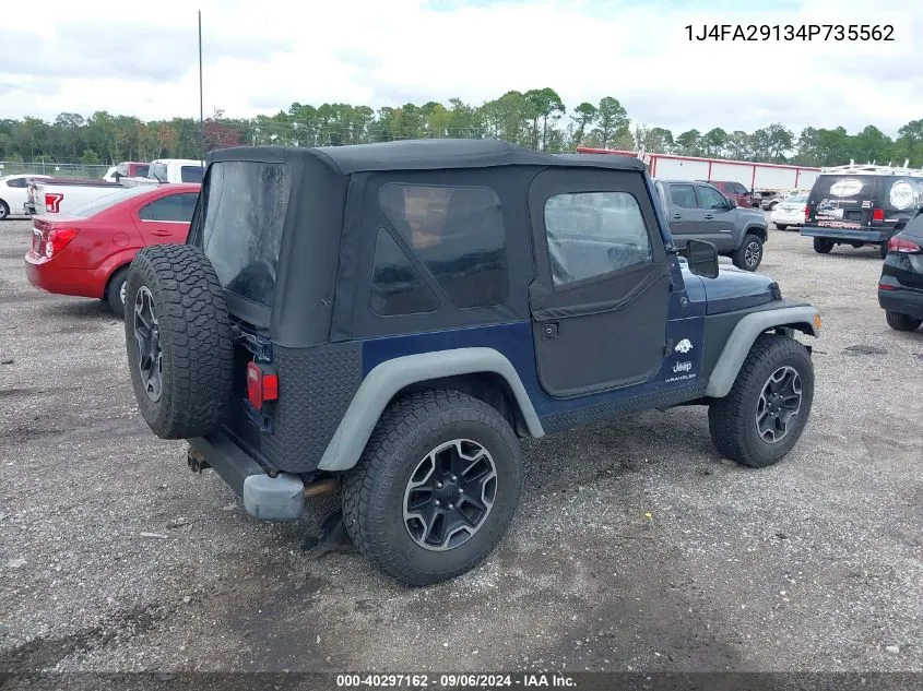 2004 Jeep Wrangler Se VIN: 1J4FA29134P735562 Lot: 40297162