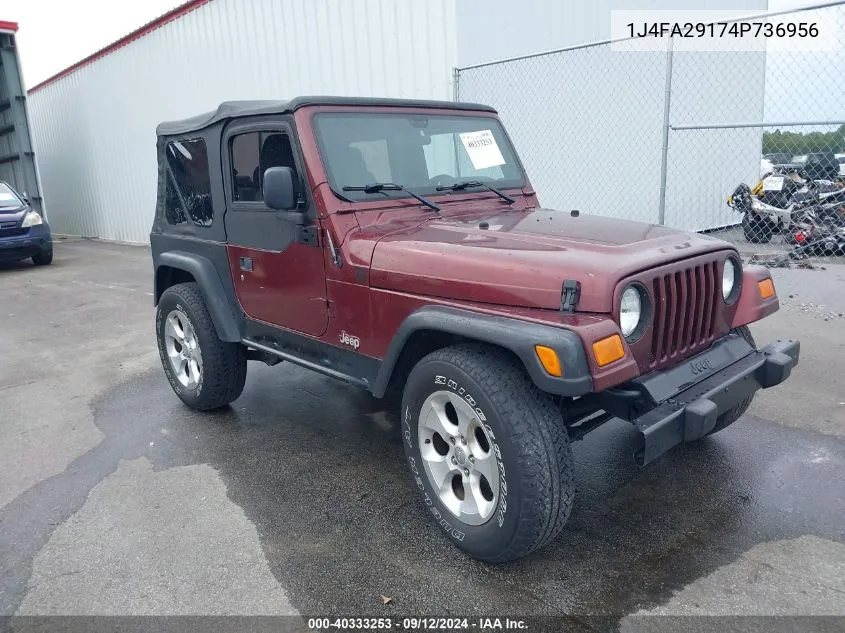 1J4FA29174P736956 2004 Jeep Wrangler Se