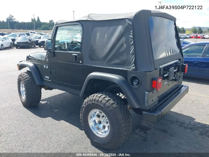 1J4FA39S04P722122 2004 Jeep Wrangler X