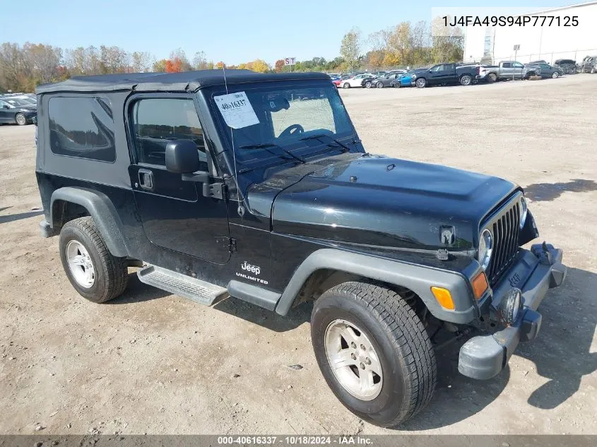 2004 Jeep Wrangler Unlimited VIN: 1J4FA49S94P777125 Lot: 40616337