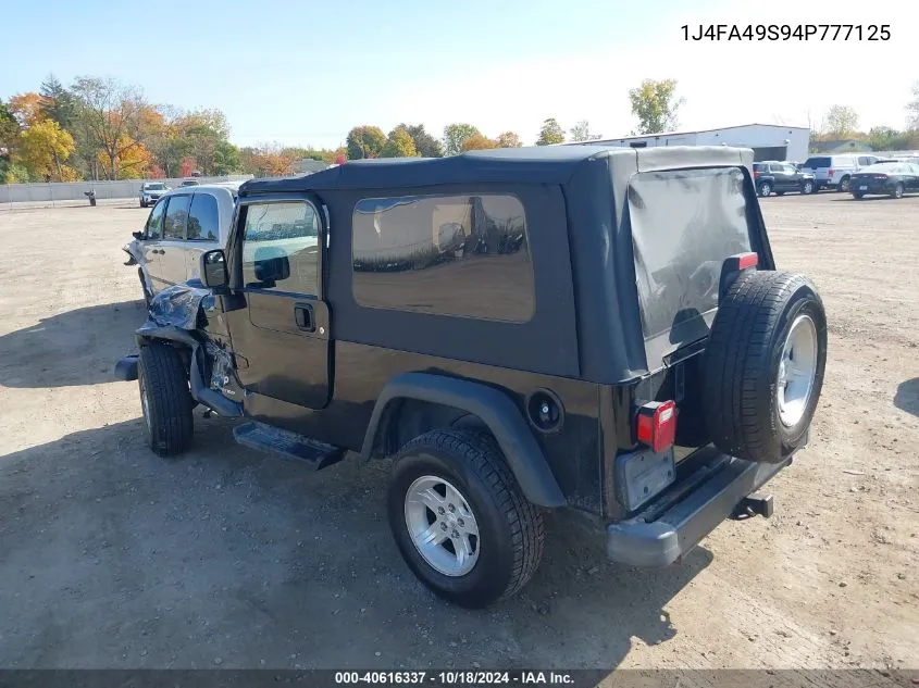 2004 Jeep Wrangler Unlimited VIN: 1J4FA49S94P777125 Lot: 40616337