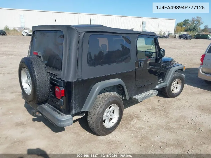 2004 Jeep Wrangler Unlimited VIN: 1J4FA49S94P777125 Lot: 40616337