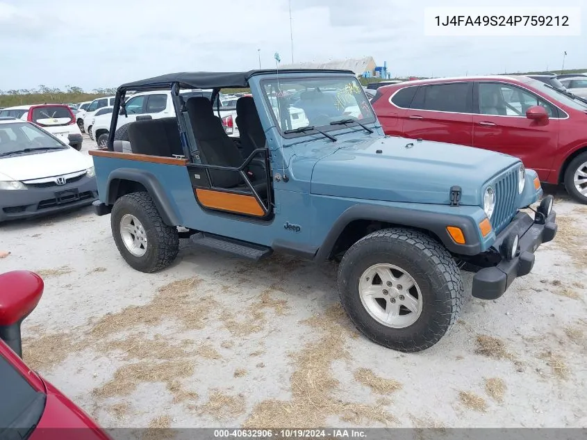 2004 Jeep Wrangler Unlimited VIN: 1J4FA49S24P759212 Lot: 40632906