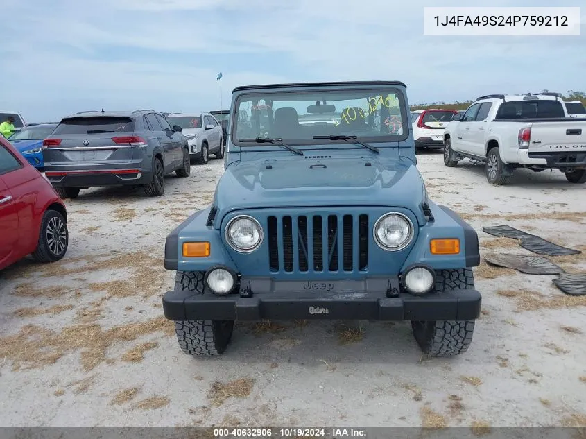 2004 Jeep Wrangler Unlimited VIN: 1J4FA49S24P759212 Lot: 40632906