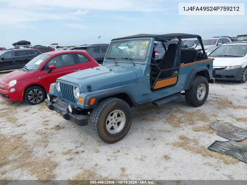 2004 Jeep Wrangler Unlimited VIN: 1J4FA49S24P759212 Lot: 40632906