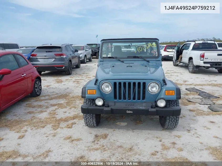 2004 Jeep Wrangler Unlimited VIN: 1J4FA49S24P759212 Lot: 40632906