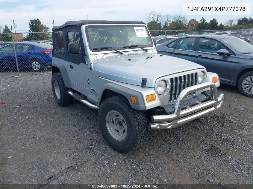 2004 Jeep Wrangler Se VIN: 1J4FA291X4P777078 Lot: 40697883