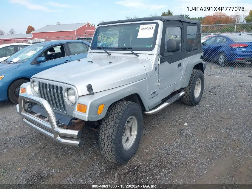 2004 Jeep Wrangler Se VIN: 1J4FA291X4P777078 Lot: 40697883