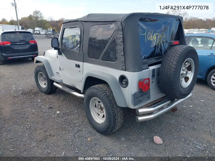 2004 Jeep Wrangler Se VIN: 1J4FA291X4P777078 Lot: 40697883