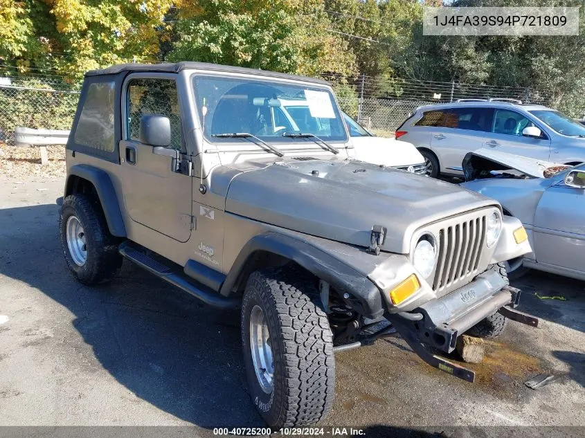 2004 Jeep Wrangler X VIN: 1J4FA39S94P721809 Lot: 40725200