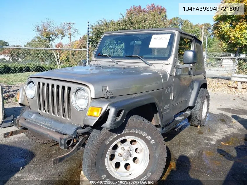 2004 Jeep Wrangler X VIN: 1J4FA39S94P721809 Lot: 40725200