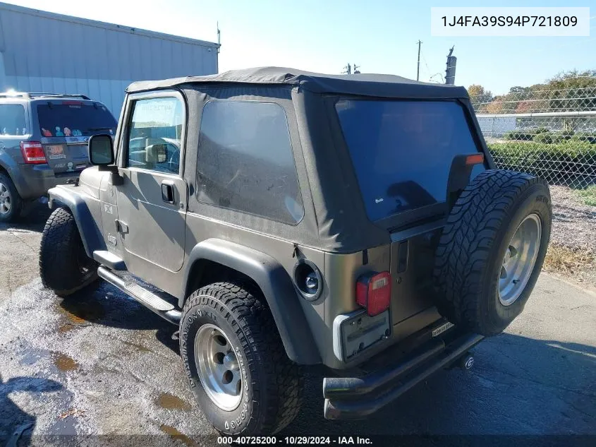 2004 Jeep Wrangler X VIN: 1J4FA39S94P721809 Lot: 40725200