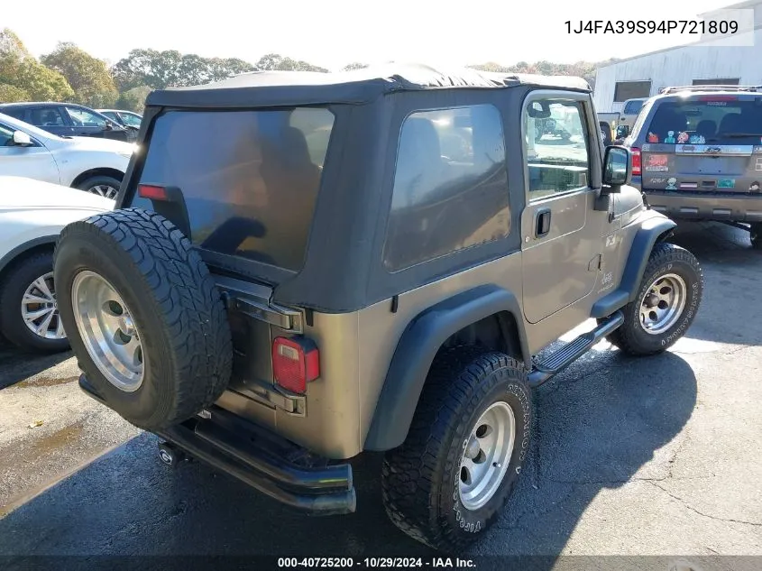 2004 Jeep Wrangler X VIN: 1J4FA39S94P721809 Lot: 40725200