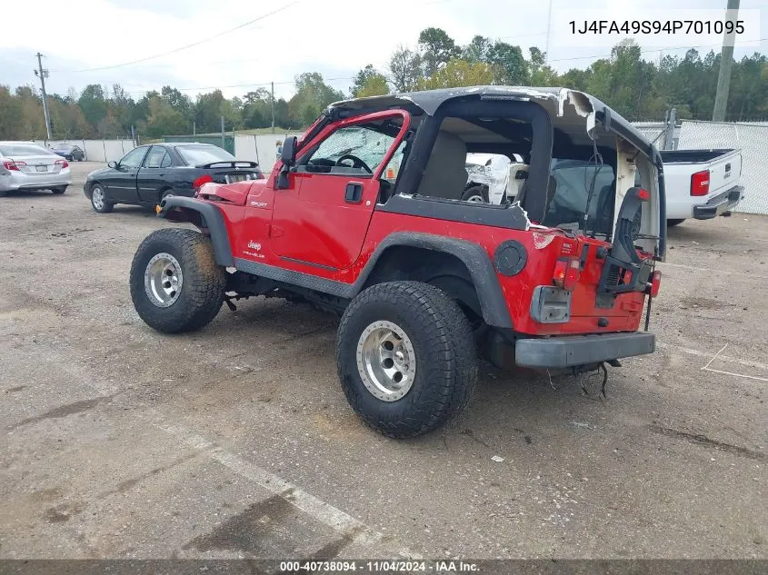 2004 Jeep Wrangler Sport VIN: 1J4FA49S94P701095 Lot: 40738094