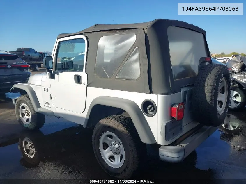 2004 Jeep Wrangler X VIN: 1J4FA39S64P708063 Lot: 40791862