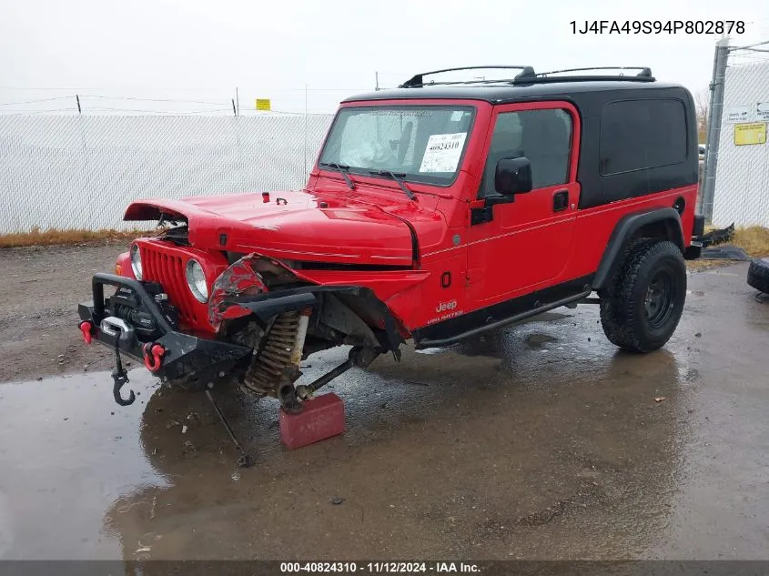 1J4FA49S94P802878 2004 Jeep Wrangler Unlimited