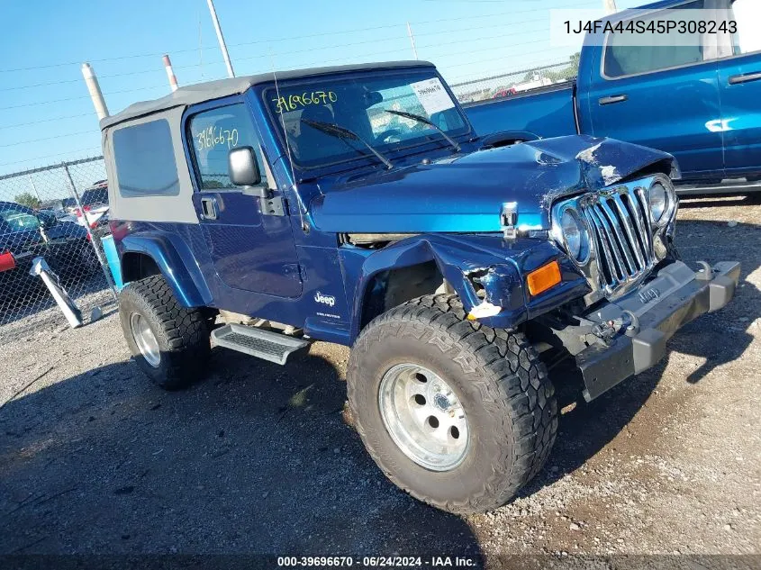 2005 Jeep Wrangler Unlimited VIN: 1J4FA44S45P308243 Lot: 39696670