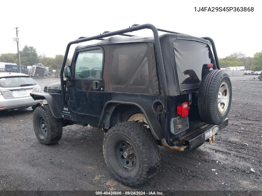 2005 Jeep Wrangler Se VIN: 1J4FA29S45P363868 Lot: 40428600