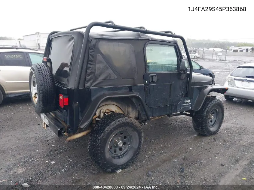 2005 Jeep Wrangler Se VIN: 1J4FA29S45P363868 Lot: 40428600